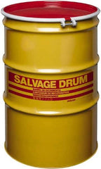 Made in USA - 85 Gallon Cylindrical Carbon Steel Open Head Drum - 37" High x 26" Diam - USA Tool & Supply