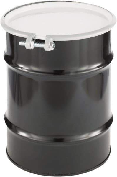 Made in USA - 10 Gallon Cylindrical Carbon Steel Open Head Drum - 17" High x 14" Diam - USA Tool & Supply
