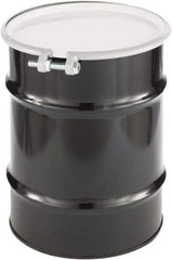 Made in USA - 10 Gallon Cylindrical Carbon Steel Open Head Drum - 17" High x 14" Diam - USA Tool & Supply