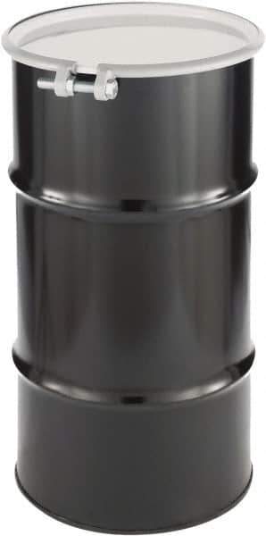 Made in USA - 16 Gallon Cylindrical Carbon Steel Open Head Drum - 27" High x 14" Diam - USA Tool & Supply