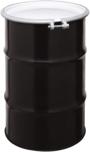 Made in USA - 30 Gallon Cylindrical Carbon Steel Open Head Drum - 27-1/2" High x 18-1/4" Diam - USA Tool & Supply
