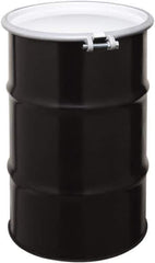 Made in USA - 30 Gallon Cylindrical Carbon Steel Open Head Drum - 27-1/2" High x 18-1/4" Diam - USA Tool & Supply