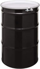 Made in USA - 55 Gallon Cylindrical Carbon Steel Open Head Drum - 33" High x 22-1/2" Diam - USA Tool & Supply