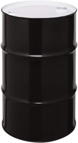 Made in USA - 55 Gallon Black Cylindrical Carbon Steel Tight Head Drum - 33" High x 22-1/2" Diam - USA Tool & Supply