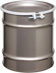 Made in USA - 10 Gallon Cylindrical Stainless Steel Open Head Drum - 17" High x 14" Diam - USA Tool & Supply