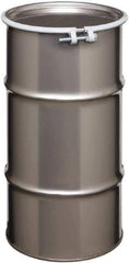 Made in USA - 16 Gallon Cylindrical Stainless Steel Open Head Drum - 27" High x 14" Diam - USA Tool & Supply