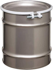 Made in USA - 20 Gallon Cylindrical Stainless Steel Open Head Drum - 19-1/4" High x 18-1/4" Diam - USA Tool & Supply