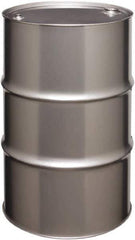 Made in USA - 55 Gallon Cylindrical Stainless Steel Tight Head Drum - 33" High x 22-1/2" Diam - USA Tool & Supply