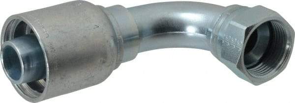 Parker - 1-5/16-12 Female JIC Steel Hydraulic Hose Female JIC Swivel & 90° Elbow & Short Drop - -16 Hose Size, 1" Hose Diam, Series 43 - USA Tool & Supply
