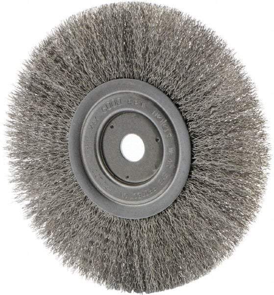 Weiler - 8" OD, 3/4" Arbor Hole, Crimped Stainless Steel Wheel Brush - 0.0118" Filament Diam - USA Tool & Supply