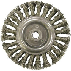 Weiler - 6" OD, 5/8-11 Arbor Hole, Knotted Steel Wheel Brush - 1/2" Face Width, 1-3/8" Trim Length, 0.023" Filament Diam, 9,000 RPM - USA Tool & Supply