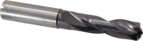 Guhring - 15mm 140° Spiral Flute Solid Carbide Screw Machine Drill Bit - FIREX Finish, Right Hand Cut, 65mm Flute Length, 115mm OAL, SU Point, Straight Shank, Through Coolant - USA Tool & Supply