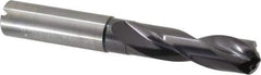 Guhring - 15mm 140° Spiral Flute Solid Carbide Screw Machine Drill Bit - FIREX Finish, Right Hand Cut, 65mm Flute Length, 115mm OAL, SU Point, Straight Shank, Through Coolant - USA Tool & Supply