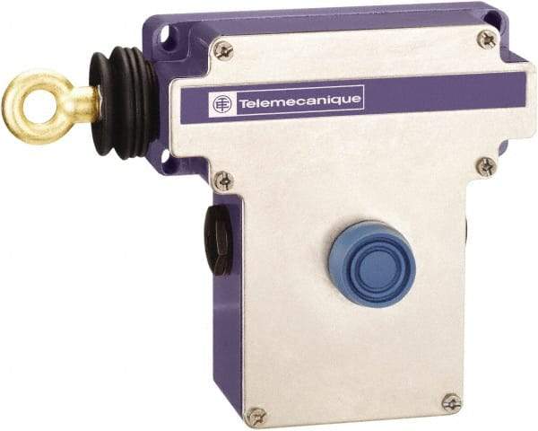 Telemecanique Sensors - 10 Amp, NO/NC Configuration, Left Hand Operation, Rope Operated Limit Switch - Pushbutton Reset, Cable Pull, 300 VAC/VDC - USA Tool & Supply