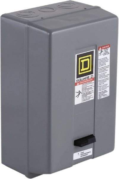 Square D - 208 Coil VAC at 60 Hz, 45 Amp, NEMA Size 2, Nonreversible Enclosed Enclosure NEMA Motor Starter - 3 Phase hp: 10 at 200 VAC, 15 at 230 VAC, 25 at 460 VAC, 25 at 575 VAC, 1 Enclosure Rating - USA Tool & Supply