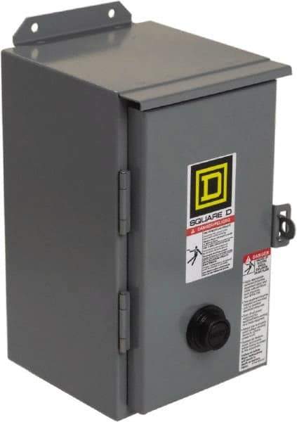 Square D - 208 Coil VAC at 60 Hz, 27 Amp, NEMA Size 1, Nonreversible Enclosed Enclosure NEMA Motor Starter - 3 hp at 1 Phase, 12 Enclosure Rating - USA Tool & Supply