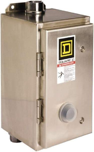 Square D - 110 Coil VAC at 50 Hz, 120 Coil VAC at 60 Hz, 18 Amp, Nonreversible Enclosed Enclosure NEMA Motor Starter - 1 Phase hp: 1 at 115 VAC, 2 at 230 VAC, 4x Enclosure Rating - USA Tool & Supply