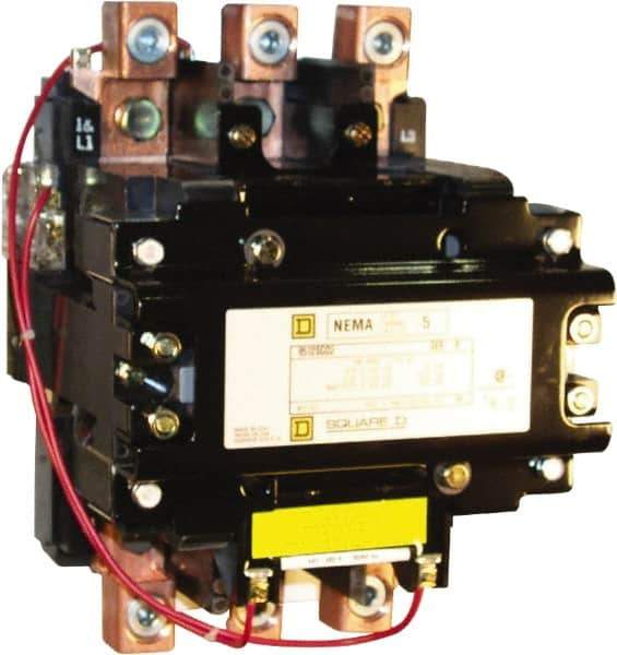 Square D - 2 Pole, 440 Coil VAC at 50 Hz and 480 Coil VAC at 60 Hz, 270 Amp NEMA Contactor - Open Enclosure, 50 Hz at 440 VAC and 60 Hz at 480 VAC - USA Tool & Supply