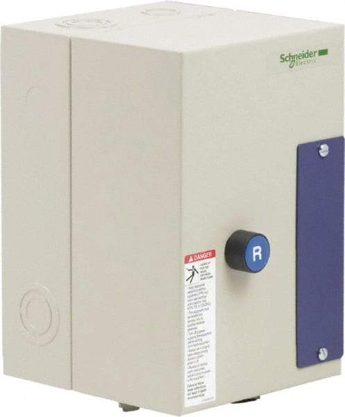 Schneider Electric - 9 Amp, 24 Coil VAC, Nonreversible Enclosed IEC Motor Starter - 1 Phase Hp: 0.3 at 120 VAC, 1 at 240 VAC, 3 Phase Hp: 2 at 208 VAC, 2 at 230 VAC, 5 at 460 VAC, 7.5 at 575 VAC - USA Tool & Supply