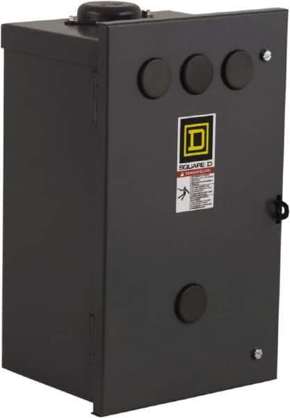 Square D - 3R NEMA Rated, 3 Pole, Electrically Held Lighting Contactor - 20 A (Tungsten), 30 A (Fluorescent), 110 VAC at 50 Hz, 120 VAC at 60 Hz, 3NO Contact Configuration - USA Tool & Supply