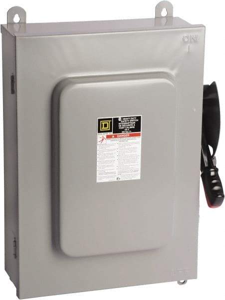 Square D - 100 Amp, 600 VAC, 6 Pole Nonfused Safety Switch - NEMA 12 & 3R, 75 hp at 600 VAC (Triple Phase), 6PST Contact Form - USA Tool & Supply