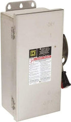 Square D - 30 Amp, 600 VAC/VDC, 3 Pole Nonfused Safety Switch - NEMA 12, 3, 3R, 4 & 4X, 10 hp at 600 VAC, 15 at 600 VDC (Single Phase), 30 hp at 600 VAC, 15 hp at 600 VDC (Triple Phase), 3PST Contact Form - USA Tool & Supply