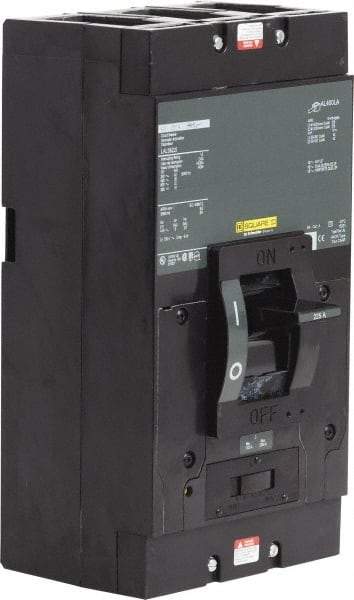Square D - 225 Amp, 600 V, 3 Pole, Plug On Molded Case Circuit Breaker - Thermal Magnetic Trip, Multiple Breaking Capacity Ratings, 5.84 Inch Deep x 11 Inch High x 6 Inch Wide - USA Tool & Supply
