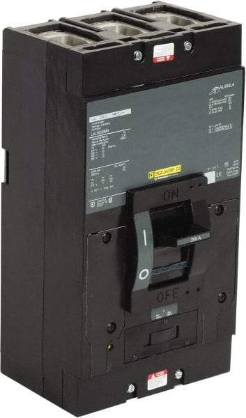 Square D - 200 Amp, 600 VAC, 3 Pole, Panel Mount Molded Case Circuit Breaker - Thermal Magnetic Trip, 110mm Deep x 340mm High x 140mm Wide - USA Tool & Supply