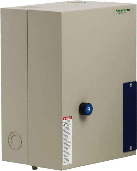 Schneider Electric - 3 Pole, 40 Amp, 120 Coil VAC, Nonreversible Enclosed IEC Motor Starter - 1 Phase Hp: 3 at 120 VAC, 5 at 240 VAC, 3 Phase Hp: 10 at 208 VAC, 10 at 230 VAC, 30 at 460 VAC, 30 at 575 VAC - USA Tool & Supply