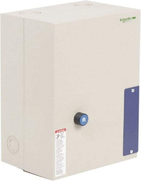 Schneider Electric - 3 Pole, 80 Amp, 120 Coil VAC, Nonreversible Enclosed IEC Motor Starter - 1 Phase Hp: 15 at 240 VAC, 7.5 at 120 VAC, 3 Phase Hp: 25 at 208 VAC, 30 at 230 VAC, 60 at 460 VAC, 60 at 575 VAC - USA Tool & Supply