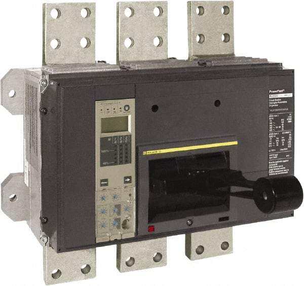 Square D - 2500 Amp, 600 VAC, 3 Pole, Panel Mount Molded Case Circuit Breaker - Electronic Trip, Multiple Breaking Capacity Ratings, 3/0 AWG - USA Tool & Supply
