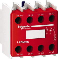 Schneider Electric - Contactor Red Auxiliary Contact Block - For Use with Size 00-2 Contactors and Size 00-2 Starters - USA Tool & Supply