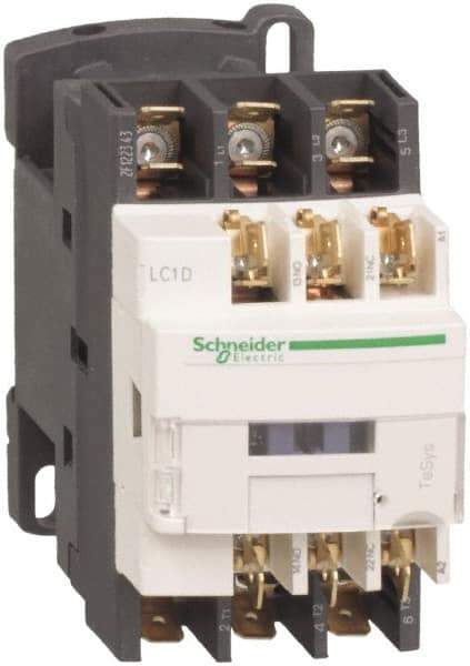 Schneider Electric - 3 Pole, 120 Coil VAC at 50/60 Hz, 25 Amp at 440 VAC and 9 Amp at 440 VAC, Nonreversible IEC Contactor - 1 Phase hp: 0.5 at 115 VAC, 1 at 230/240 VAC, 3 Phase hp: 2 at 200/208 VAC, 2 at 230/240 VAC, 5 at 460/480 VAC, 7.5 at 575/600 VAC - USA Tool & Supply