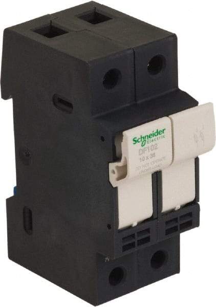 Schneider Electric - 2 Pole, 600 Volt, 32 Amp, DIN Rail Mount Fuse Holder - Compatible with 38mm Long x 35mm Wide and 10mm Diameter Fuse - USA Tool & Supply