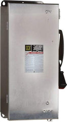 Square D - 100 Amp, 240 VAC, 250 VDC, 2 Pole Fused Safety Switch - NEMA 12, 3, 3R, 4 & 4X, 15 hp at 240 VAC, 20 hp at 250 VDC (Single Phase), 30 hp at 240 Vac, 20 hp at 250 VDC (Triple Phase), DPST Contact Form - USA Tool & Supply