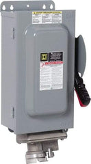 Square D - 30 Amp, 600 VAC, 3 Pole Fused Safety Switch - NEMA 12 & 3R, 7.5 hp at 480 VAC, 5 hp at 250 VDC (Single Phase), 20 hp at 600 VAC, 10 hp at 600 VDC (Triple Phase) - USA Tool & Supply