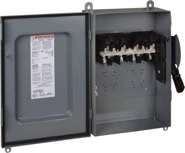 Square D - 30 Amp, 600 VAC/VDC, 4 Pole Nonfused Safety Switch - NEMA 12 & 3R, 30 hp at 600 VAC, 15 hp at 600 VDC (Triple Phase), 4PST Contact Form - USA Tool & Supply