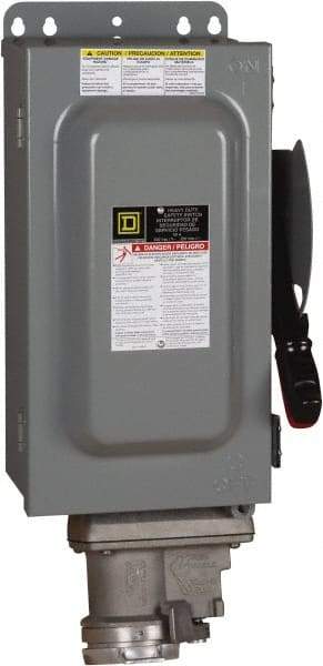 Square D - 60 Amp, 600 VAC, 3 Pole Nonfused Safety Switch - NEMA 12 & 3R, 30 hp at 600 VAC (Single Phase), 60 hp at 600 VAC (Triple Phase) - USA Tool & Supply