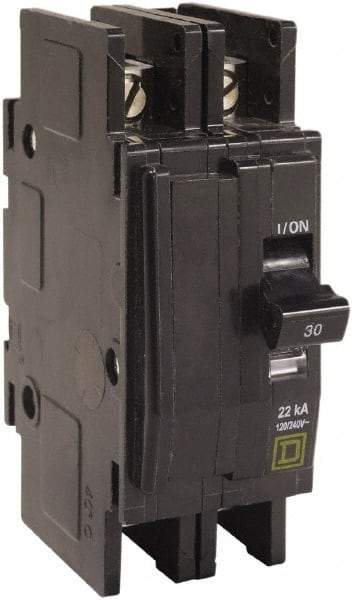 Square D - 25 Amp, 240 VAC, 2 Pole, Panel Mount Miniature Circuit Breaker - 14-2 AWG - USA Tool & Supply