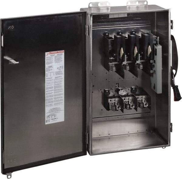 Square D - 200 Amp, 600 VAC/VDC, 3 Pole Nonfused Safety Switch - NEMA 12, 3, 3R, 4 & 4X, 50 hp at 600 VAC, 50 hp at 600 VDC (Single Phase), 150 hp at 600 VAC, 50 hp at 600 VDC (Triple Phase), ST Contact Form - USA Tool & Supply