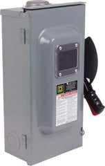 Square D - 60 Amp, 600 V, 3 Pole Nonfused Safety Switch - NEMA 3R, 1 & 3 Phase, 30 hp at 600 VAC (Single Phase), 60 hp at 60 VAC (Triple Phase), 3PST Contact Form - USA Tool & Supply