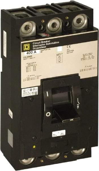 Square D - 400 Amp, 600 V, 2 Pole, Panel Mount Molded Case Circuit Breaker - Thermal Magnetic Trip, Multiple Breaking Capacity Ratings - USA Tool & Supply
