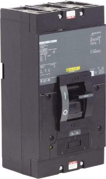 Square D - 400 Amp, 600 VAC, 3 Pole, Molded Case Circuit Breaker - Thermal Magnetic Trip, 22 kA at 600 VAC Breaking Capacity, 1 AWG, 147mm Deep x 279mm High x 356mm Wide - USA Tool & Supply