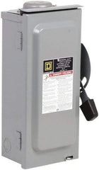 Square D - 60 Amp, 240 V, 2 Pole Fused Safety Switch - NEMA 3R, 10 hp at 240 VAC (Single Phase), 15 hp at 240 VAC (Triple Phase), DPST Contact Form - USA Tool & Supply