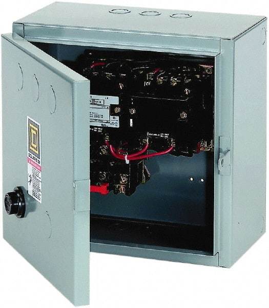 Square D - 208 Coil VAC at 60 Hz, 18 Amp, Reversible Enclosed Enclosure NEMA Motor Starter - 3 Phase hp: 3 at 200 VAC, 3 at 230 VAC, 5 at 460 VAC, 5 at 575 VAC, 1 Enclosure Rating - USA Tool & Supply