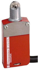 Telemecanique Sensors - NO/2NC Configuration, Multiple Amp Level, Metal Roller Plunger Safety Limit Switch - 5m Cable Length, 30mm Wide x 16mm Deep x 70mm High, IP66, IP67, IP68 Ingress Rating - USA Tool & Supply