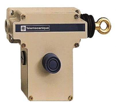 Telemecanique Sensors - 10 Amp, 2NO/2NC Configuration, Right Hand Operation, Rope Operated Limit Switch - Pushbutton Reset, Rope Pull, Pilot Light Indicator, 300 VAC - USA Tool & Supply