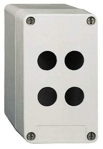 Schneider Electric - 4 Hole, 22mm Hole Diameter, Glass Reinforced Polyester Pushbutton Switch Enclosure - 146mm High x 85mm Wide x 83mm Deep - USA Tool & Supply
