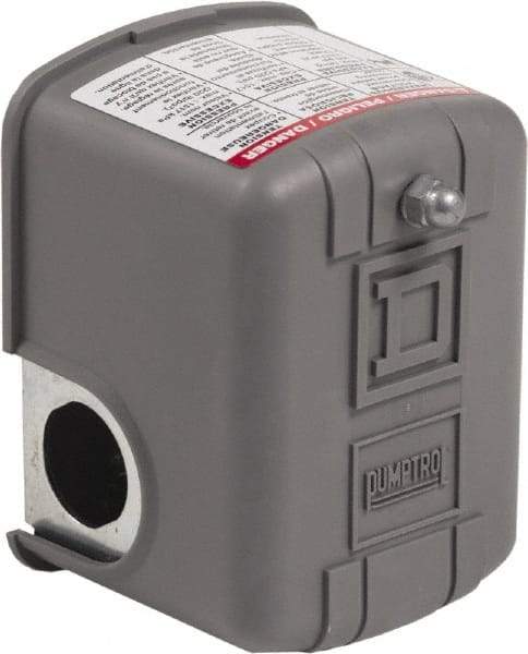 Square D - 1 NEMA Rated, General Purpose Pressure and Level Switch - Fixed Pressure, 575 VAC, Screw Terminal, For Use with Electrically Driven Air Compressors - USA Tool & Supply