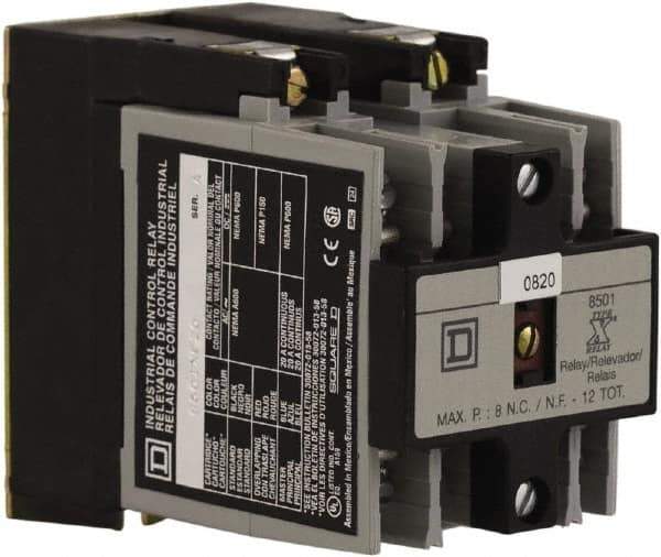 Square D - 2NO, 600 VAC Control Relay - Panel Mount - USA Tool & Supply